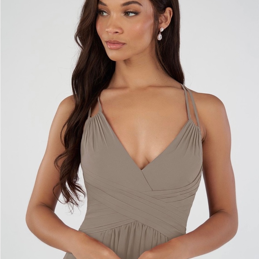 Azazie bridesmaid dress farren taupe